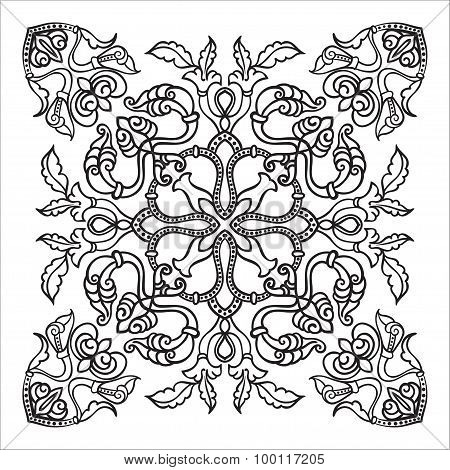 Hand drawing zentangle mandala element. Italian majolica style