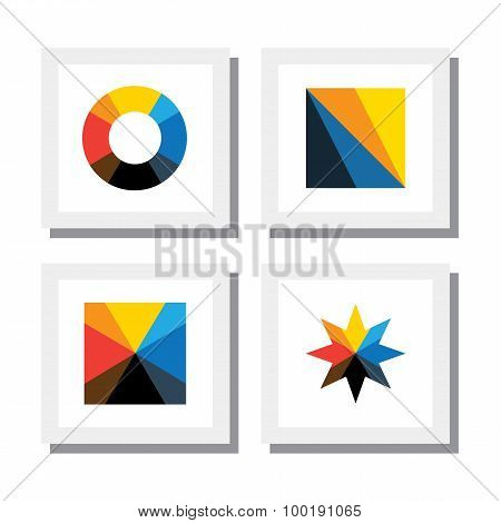 Set Of Colorful Geometric Shapes Of Traingle, Circle, Square And Star - Vector Icons