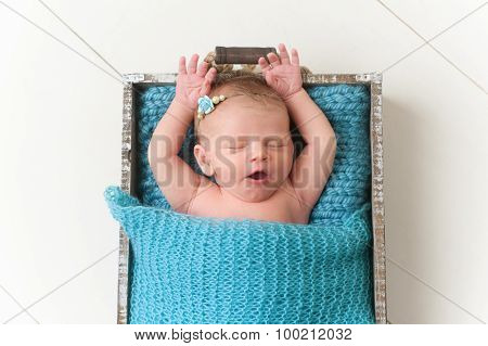 Yawning Newborn Baby Girl
