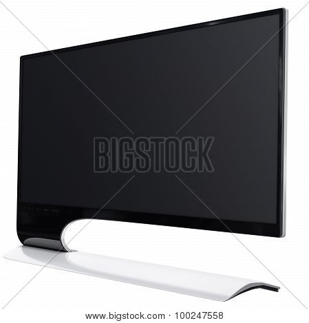 Black and white monitor with high definition matrix. 3d graphic