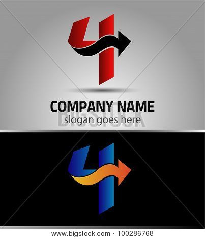 4 alphabet font number abstract, logo, symbol, icon, graphic, vector