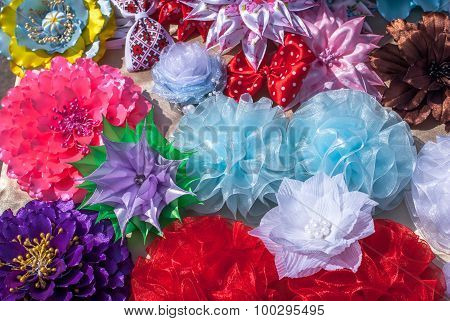 artificial flowers made of fabric texture background