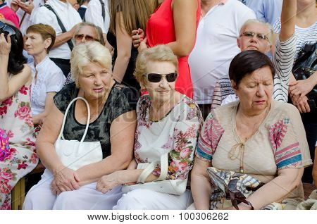 KIEV, UKRAINE - SEPTEMBER 1, 2015: The first school day on the September 1, 2015