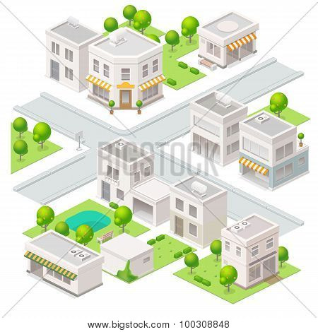 City  Isometric Buildings.