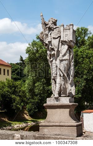 Baroque statue of St. Leopold on a bridge in Namest nad Oslavou