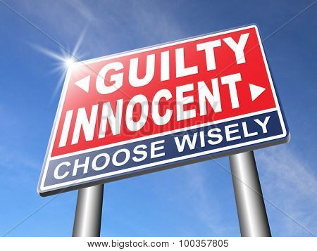 innocent or guilty presumption of innocence until proven guilt as charged in a fair trial for crime suspect