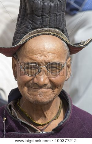 Tibetan Buddhist Old Men In Hemis Monastery. Ladakh, North India