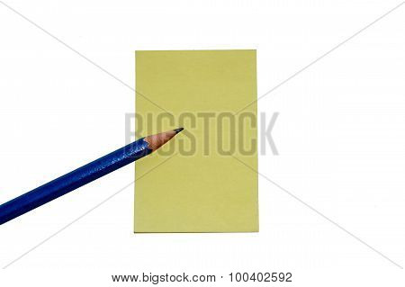 Paper note pencil isolated on white background