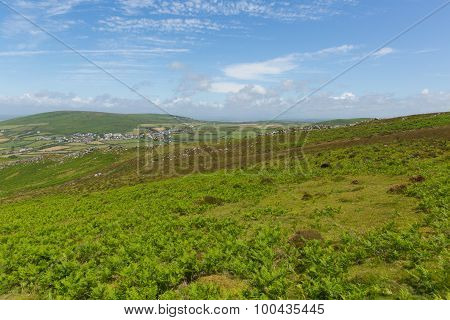 Welsh countryside on top of Rhossili Down mountain by the beach on The Gower peninsula Wales