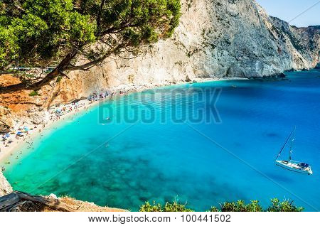 Porto Katsiki Beach In Lefkada Island, Greece
