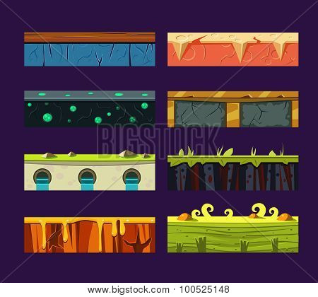 Different materials and textures for the game. Vector flat