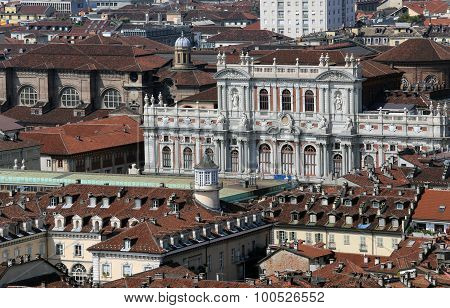 Panoramic View From The Top By The City Of Turin In Italy