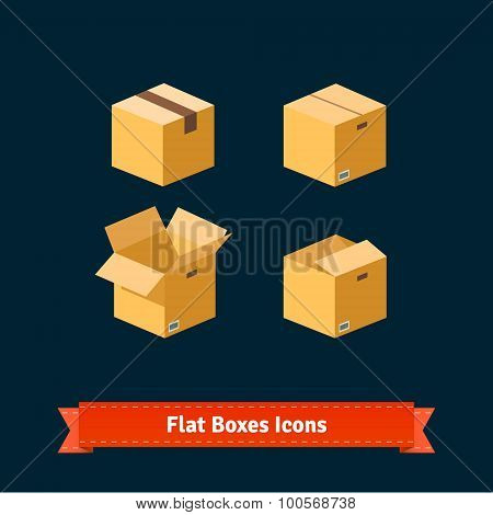 Flat style boxes isometric icons