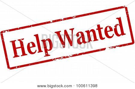 Rubber stamp with text help wanted inside vector illustration