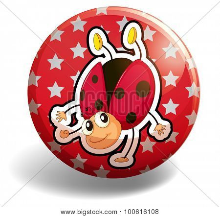 Ladybug on red badge illustration