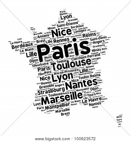 Cities of France word cloud