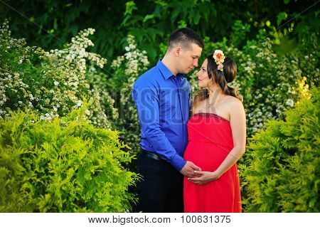 Pregnant Woman And Her Husband Family