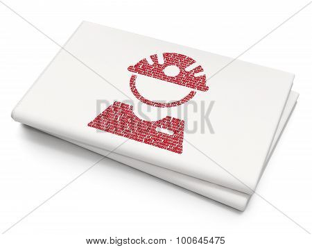 Manufacuring concept: Factory Worker on Blank Newspaper background