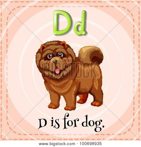 Flashcard letter D is for dog illustration