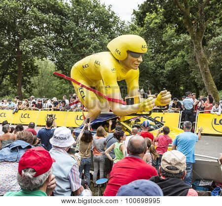 Lcl Yellow Cyclist Mascot - Tour De France 2015