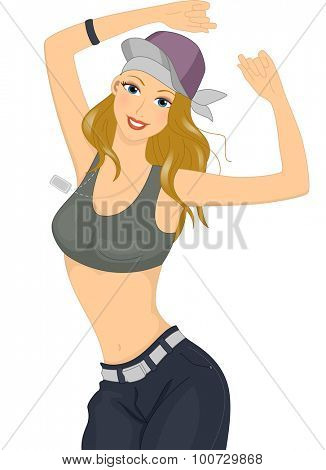 Illustration of a Female Hip Hop Dancer Striking a Pose