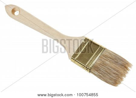 Flat Paint Brush With Wet Tip Isolated On White