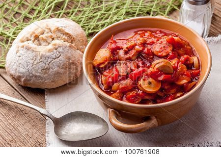 Lecho - Stew With Peppers, Onions And Sausages.