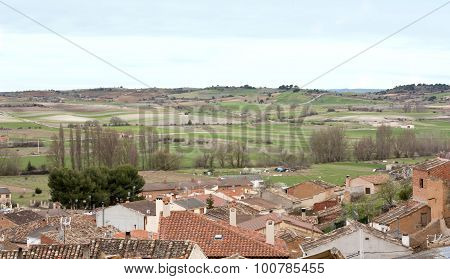 A view over the hills of Ribera del Duero (Duero Valley) in Castilla y Leon, Spain
