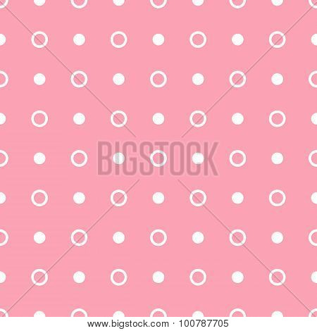 Vector geometric pink seamless pattern. Dots simple background
