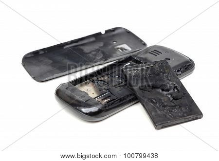 smartphone explodes and burns