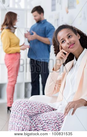 Afroamerican Businesswoman Resting In Office