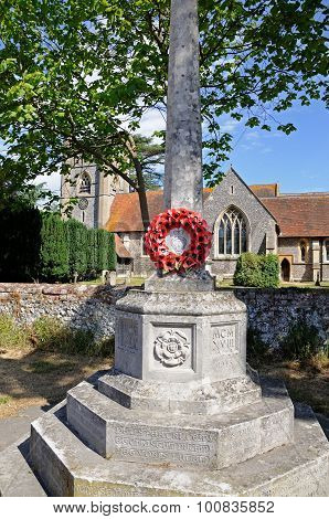 War Memorial and church, Hambledon.