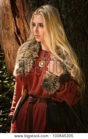 Scandinavian Girl With Runic Signs