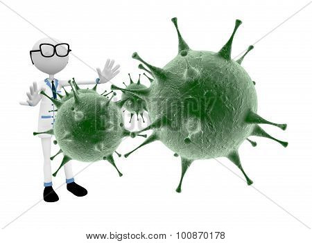 Detailed Macro 3d Render Of Ncov Cell. Virus Concept. Coronavirus Visualisation.