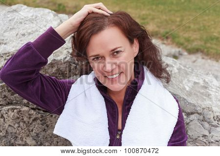 Portrait Of Woman Cooling Down After Work Out