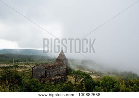 Abandoned christian church on top of Bokor mountain in Preah Monivong national park, Kampot, Cambodia