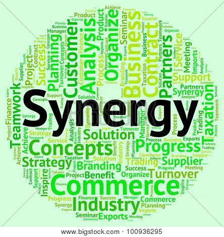 Synergy Word Indicates Working Together And Cooperation