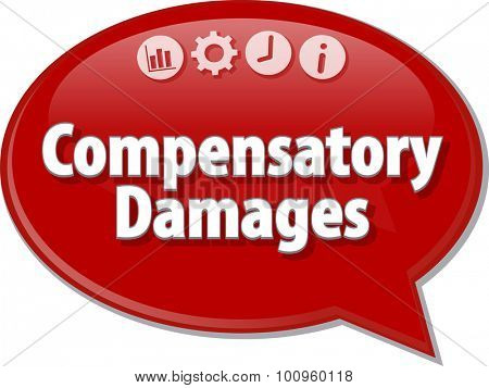 Speech bubble dialog illustration of business term saying Compensatory Damages