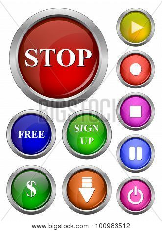 isolated vector glossy web button. Beautiful internet button.Empty on white background. With sign st