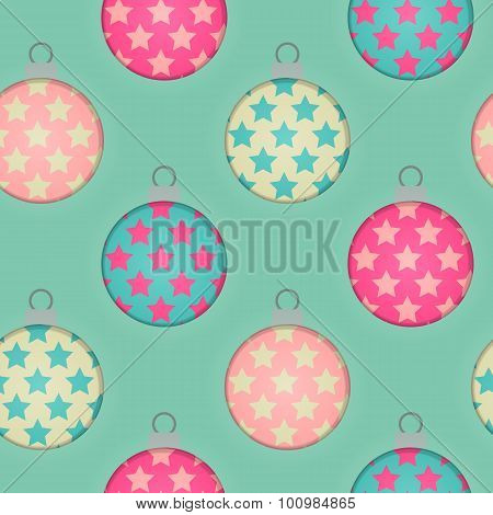 3d Effect Seamless Christmas Bauble Background