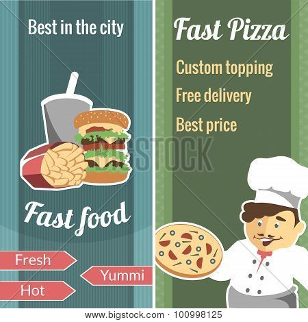 Fast food vector vertical banner set