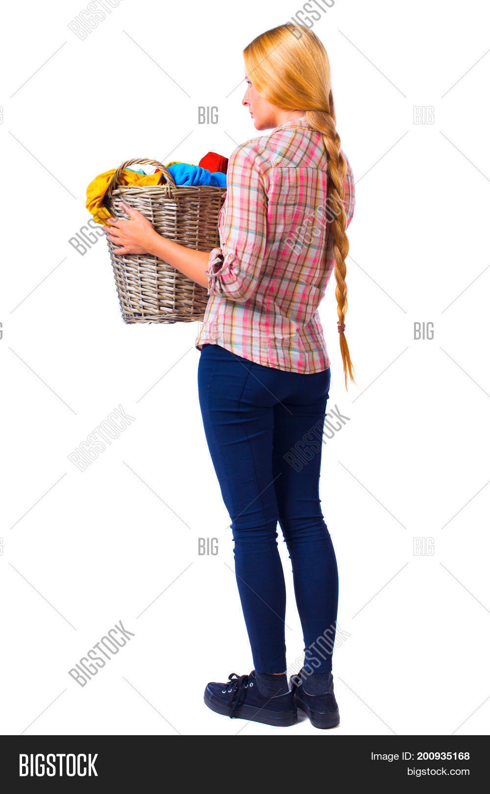 Back View Woman Basket Image Photo Free Trial Bigstock