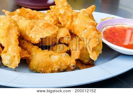 asian chinese style food appetizer deep fried wonton or fried dumplings