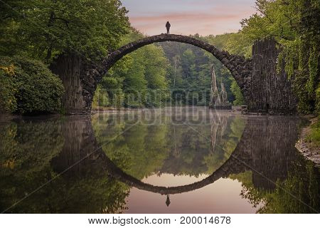 Bridge in rhododendron park in Kromlau Germany