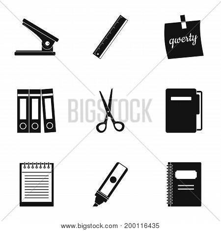 Stationery related icon set. Simple style set of 9 stationery related vector icons for web isolated on white background