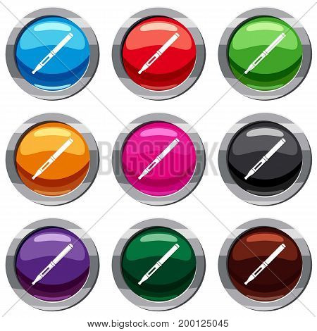 Mod and clearomizer in the kit set icon isolated on white. 9 icon collection vector illustration