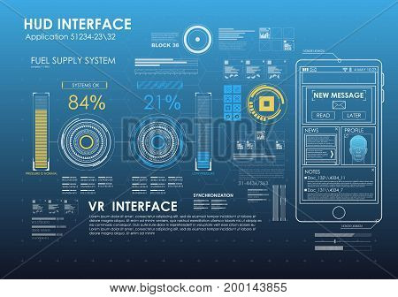 HUD UI for business app. Futuristic user interface HUD and Infographic elements. Abstract virtual graphic touch user interface. UI hud infographic interface screen monitor radar set web elements