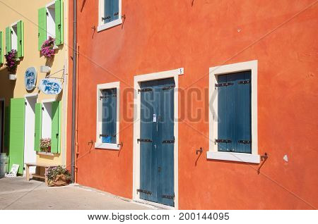 22 july 2017-caorle-italy-The beautiful colorful houses of caorle the beautiful Venetian cityitaly