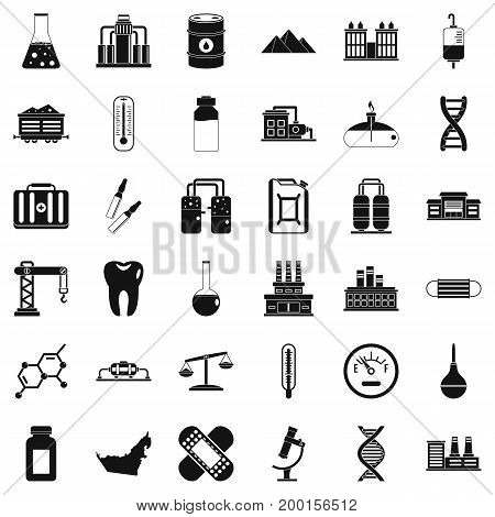 Chemical plant icons set. Simple style of 36 chemical plant vector icons for web isolated on white background
