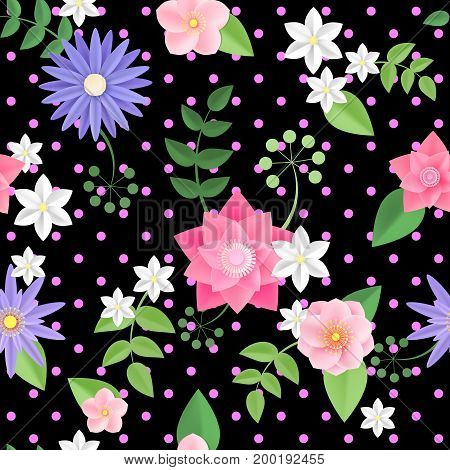 Vector Flowers Seamless Pattern